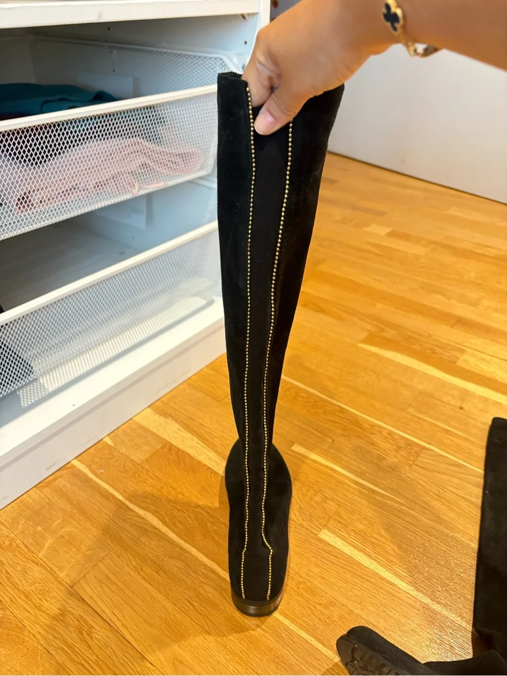 Stuart Weitzman Black Suede Over-the-Knee Boots